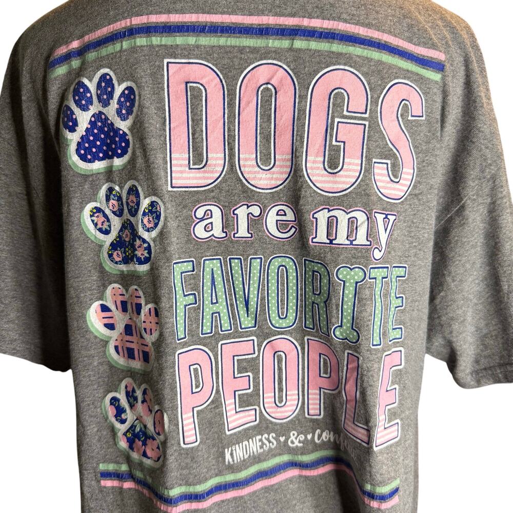 Kindness & Confetti "Dogs Are My Favorite People" Graphic Tee, Gray, Size Large